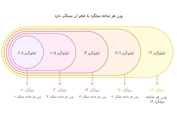 اینفوگرافیک وزن هر شاخه میلگرد