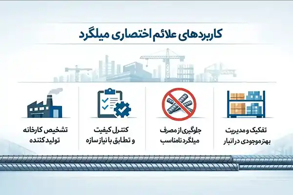 اینفوگرافیک کاربردهای علائم اختصاری میلگرد
