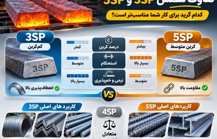 اینفوگرافیک انواع شمش آهن و راهنمای انتخاب گرید مناسب